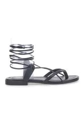 Sandali alla Schiava in Vera Pelle Neri 711 38