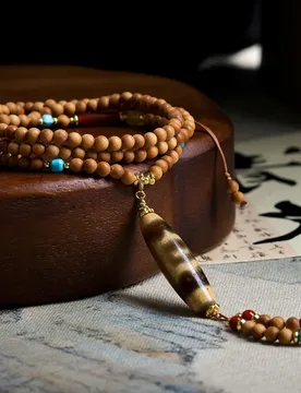 Hand-woven sandalwood necklace in new Chinese style, collectible ornament with a large phoenix and Dzi beads, traditional Chines - Aliexpress - FashionsVida