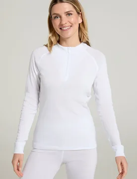 Talus Womens Long Sleeved Zip Neck Top - White - White - Size: 16 - Mountain Warehouse - FashionsVida