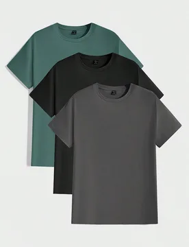 Piezas Camiseta de manga corta de punto de cuello redondo de unicolor para hombre, verano, casual, vacaciones, regalos del Día del Padre, fútbol - Shein - FashionsVida
