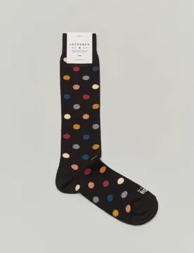 Calzino lungo nero in fantasia pois multicolor - In the box - FashionsVida