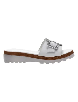 Ciabatte Bianche con Fibbia Decorativa Made in Italy 356670811 36 - Pittarello - FashionsVida