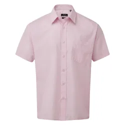 Mens Short Sleeve Poplin Shirt (Pink) - Size 18 Inch