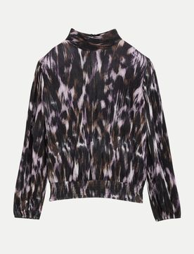Langarmshirt in Blusen-Optik Mehrfarbig M