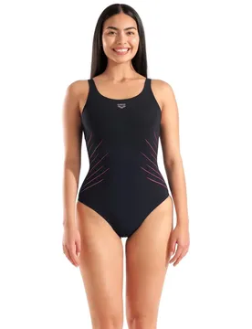 Isa Squared Back Damen Badeanzug, schwarz 44
