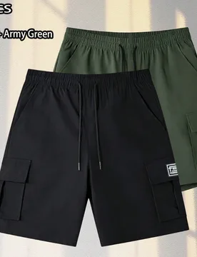 Conjunto de 2 piezas, pantalones cortos cargo para hombre, pantalones cortos deportivos para exteriores con múltiples bolsillos, diseño de cintura c - Shein - FashionsVida