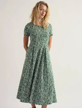 Cotton Rich Printed Midi Waisted Dress Green Mix female - Seasalt cornwall - FashionsVida