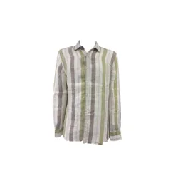Camicia Lino A Righe Verde/beige P24TUTOR288