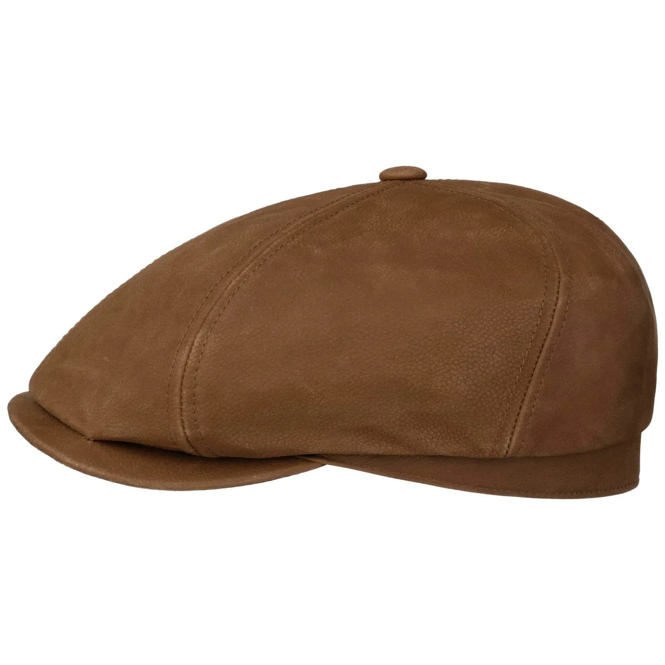 Panel Calf Leather Flat Cap by - brown - Size: M (56-57 cm) - Stetson - FashionsVida