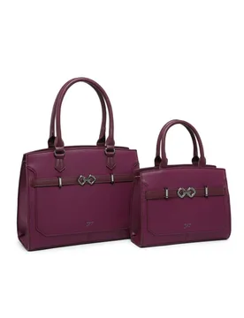 Zip Top Two Handles 2 In 1 Handbag Tote Bag - Purple - Size: One Size - JFY - FashionsVida