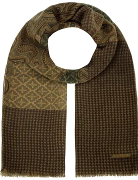 Houndstooth Paisley Mix Wool Scarf by - beige-green - Female - Size: One Size - Stetson - FashionsVida