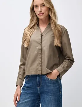 Twill Hemdbluse female Braun