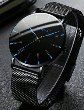 Pieza Reloj de cuarzo minimalista para hombre con doble esfera y correa de malla, adecuado para uso diario, regalo de cumpleaños, aniversario, promoc