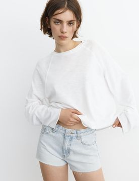 Short Jeans A Vita Media Con Strass