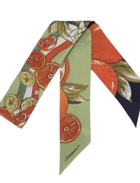 Floral Sicily Orange Maiolica Mini Scarf - Dolce & Gabbana - FashionsVida