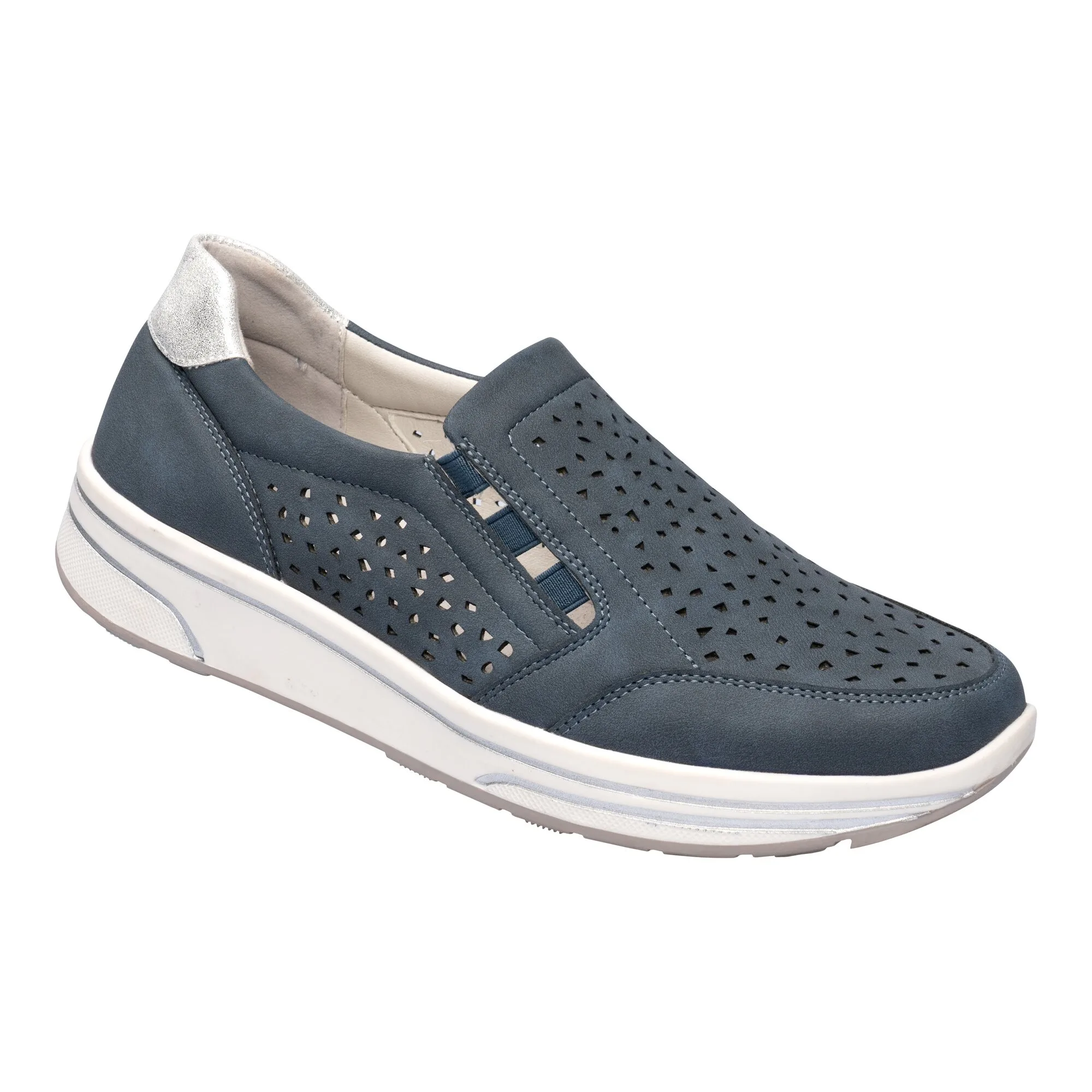 Stretch-Halbschuh mit Leder-Decksohle „Stefanie“ 36 blau - wonderwalk - FashionsVida