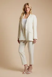 High Waist Tailored Tapered Trouser - Ecru - Size: 8