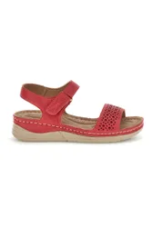 Sandali rossi con zeppa e strappo Q29919 38