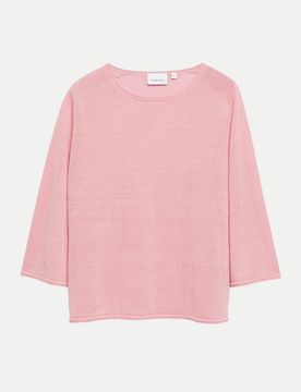Feinstrickpullover aus Leinenmix Rosa 34
