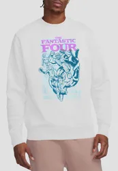 Fantastic Four Lineart Heroic First Family Sweatshirt, White - White - Size: 2XL