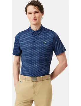 Polo de hombre de golf de corte regular con estampado en marrón de manga corta - Lacoste - FashionsVida