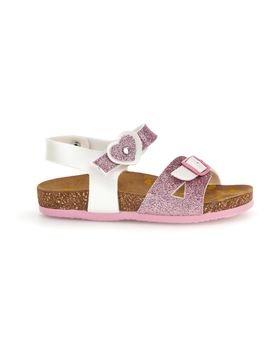 Sandali bianco e rosa con fibbie 257A187SR 30