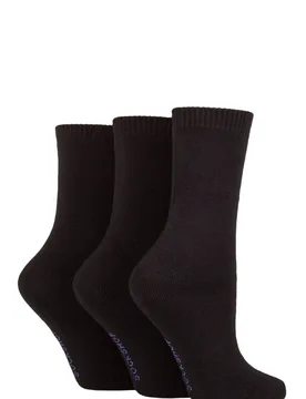 Women's 3 Pair Cushioned Bamboo Boot Socks Black 4-8 Ladies - Black - Size: Small - SockShop - FashionsVida
