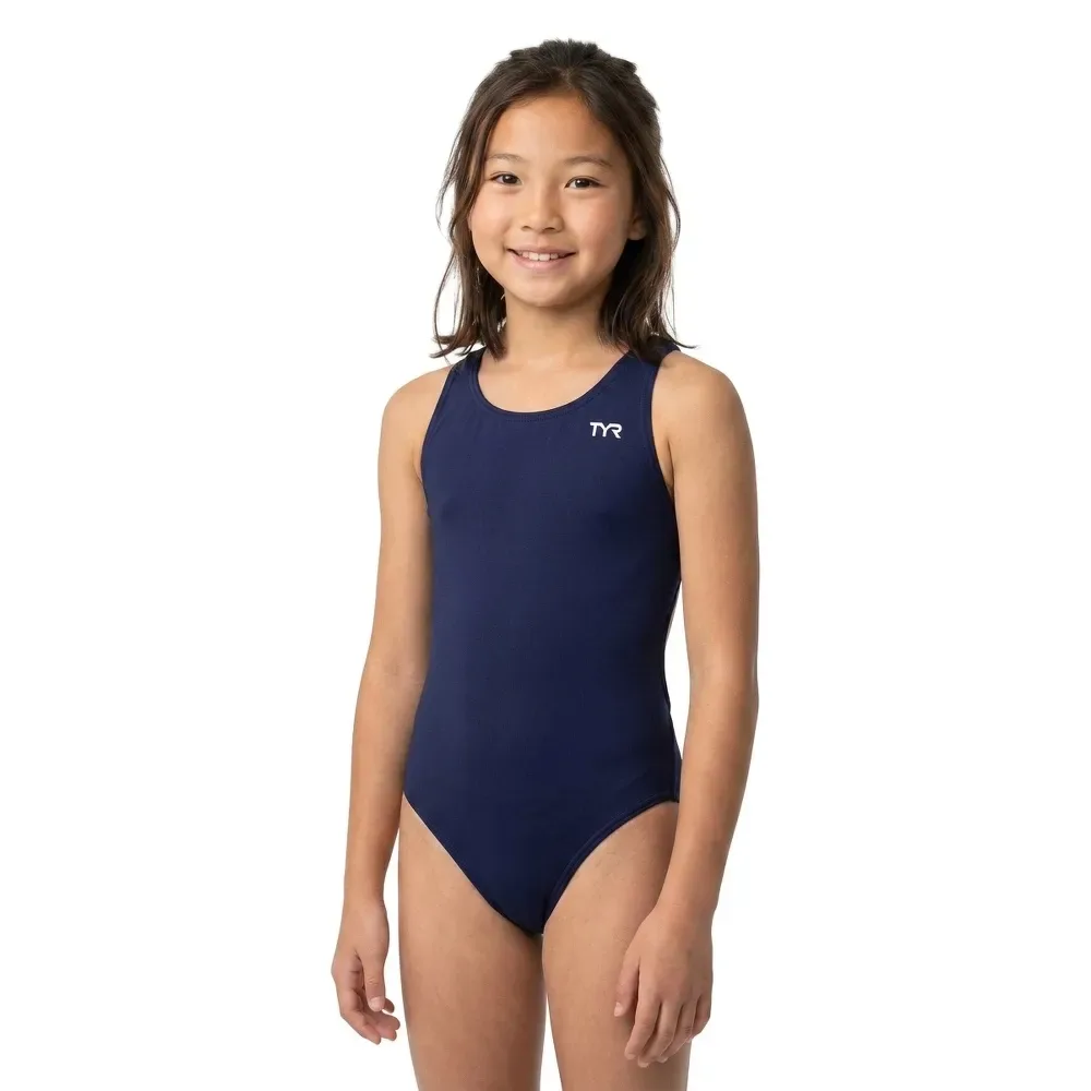 Durafast Elite Solid Maxfit Swimsuit Navy 7-8 Years Girls - TYR - FashionsVida