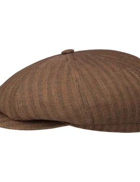 Benfold 8 Panel Flat Cap by - brown-beige - Size: L (58-59 cm) - JJ Hats - FashionsVida