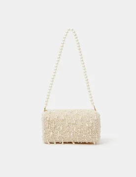 Beaded Shoulder Bag Ivory female - Accessorize - FashionsVida