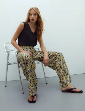 Pantalones anchos de mujer ancho geométrico - Andam - FashionsVida