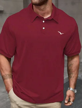 Camisa polo de manga corta casual con botones en el cuarto para hombres de talla grande, verano, formal - Shein - FashionsVida