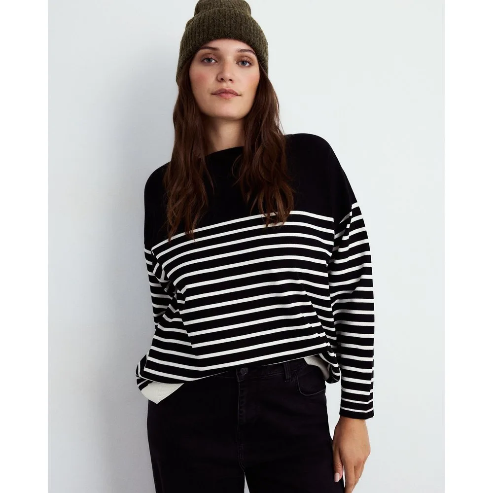 Jersey de rayas cuello barco de mujer - Couchel - FashionsVida