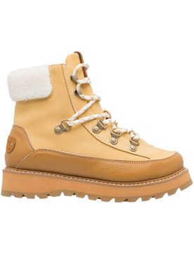 Wasserfeste, sehr warme Apres Ski Azelie Tan Brown für Damen aus Leder Größe 7 US Beige