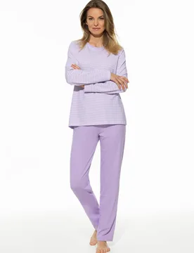 Pyjama Sleep Well, normale Größen, Farbe Lila, 48, weiche Baumwolle hochwertige Interlock-Qualität Damen - Walbusch - FashionsVida