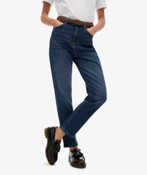 Superdry Damen Mom Jeans aus Bio-baumwolle mit Hohem Bund Blue - Größe: 30/32