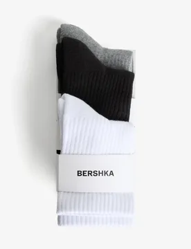 Pack De 3 Paires De Chaussettes Sport L Gris - Bershka - FashionsVida
