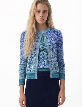 Cardigan en maille, Bleu, XS