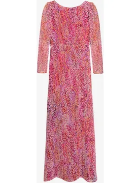 Vestido midi estampado con manga larga - The-Are - FashionsVida