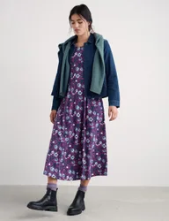 Pure Cotton Collared Utility Jacket Navy female