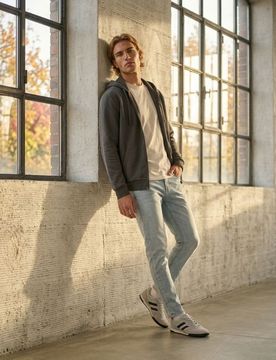 Top da jogging con zip e cappuccio - verde petrolio
