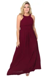 Women's Pleated Front Chiffon Maxi Dress in Red Size: 18 - Red - Size: 18