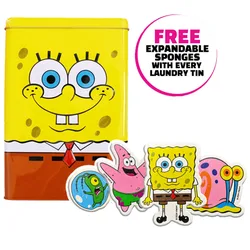X SpongeBob Storage Tin with Free Pop Up Character Sponges - Pack of 4