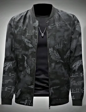 Chaquetas florales de cuello alto holgadas y elegantes para hombre, chaquetas deportivas y de ocio - Shein - FashionsVida