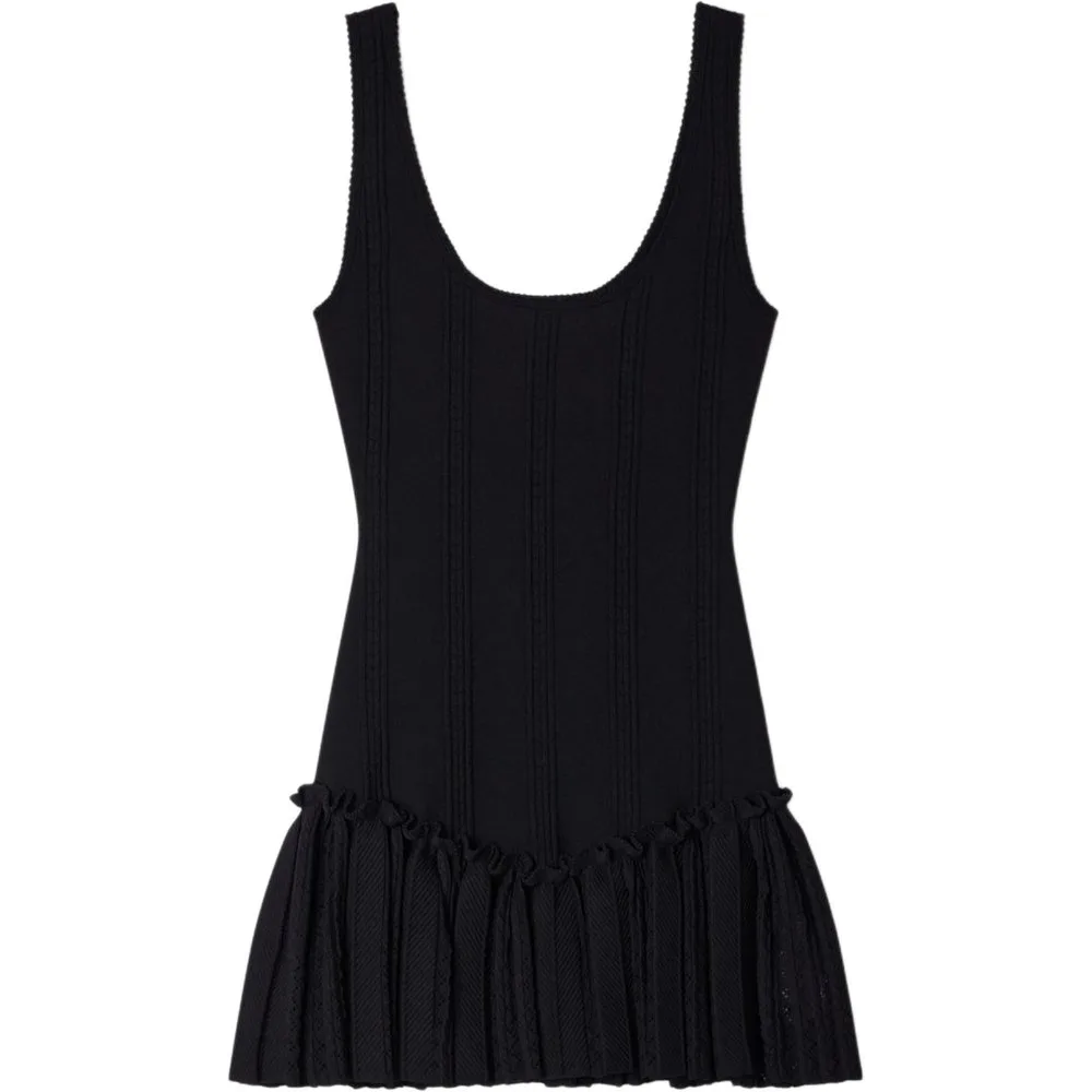 Vestido corto de punto entallado con volante - sandro - FashionsVida