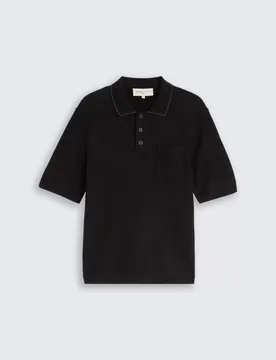 XXL structured knit polo male