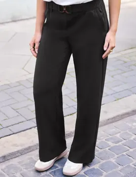 Street One Mid Waist Wide Leg Hose im Loose Fit female Schwarz