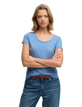 Maglietta A Maniche Corte Studios Scoop Neck Bluebell 2XS - Superdry - FashionsVida