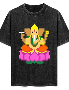 Ganesha Pixel Art T-Shirt Retro Graphic Print T-Shirt - Aliexpress - FashionsVida