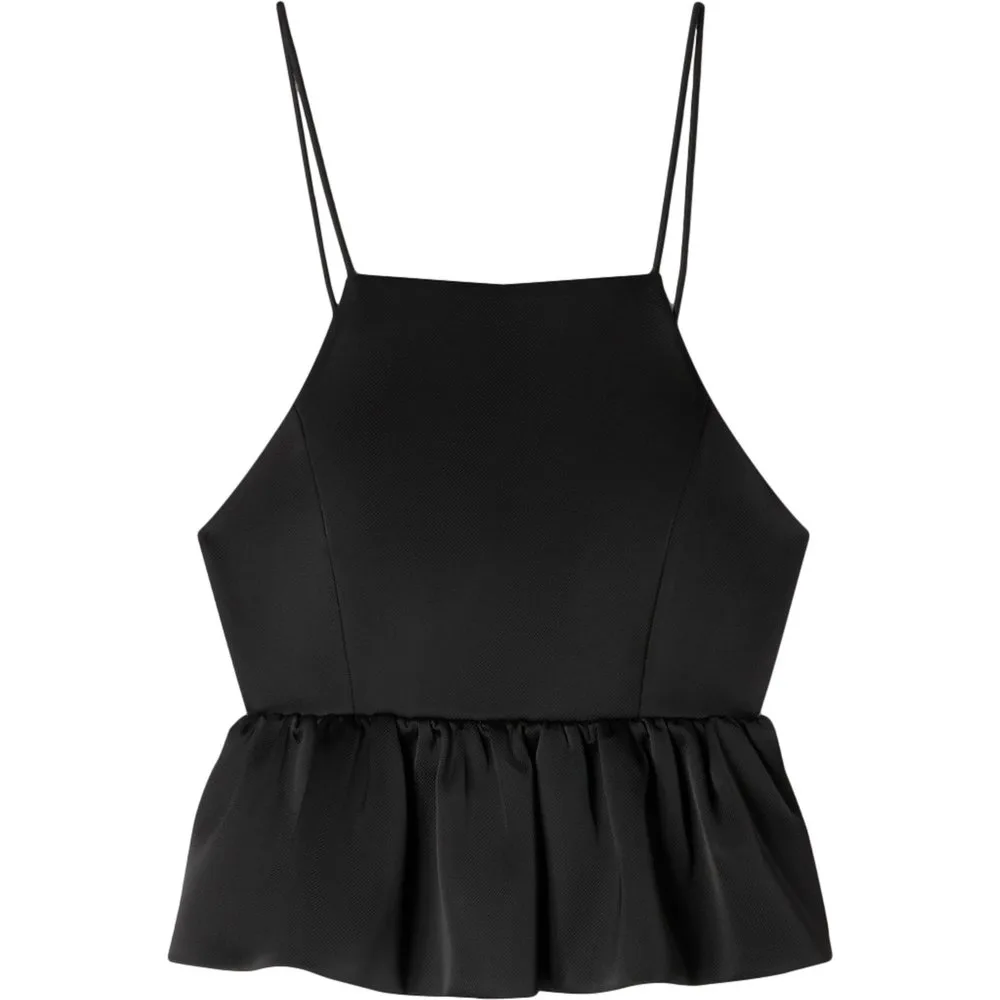 Top de mujer corto entallado con volante fruncido - sandro - FashionsVida